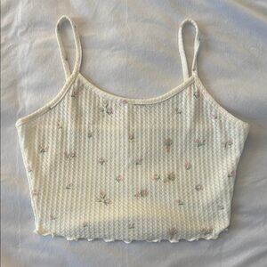 SHEIN Cream Ribbed Crop Camisole